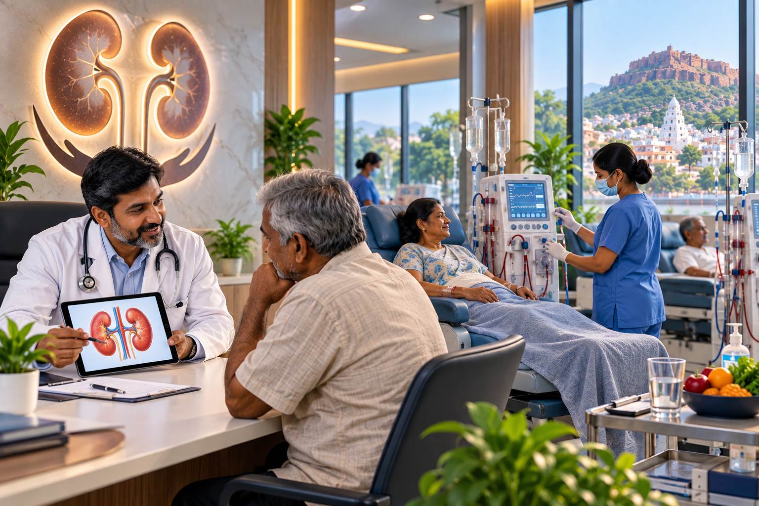 Nephrologist consulting a dialysis patient at Arunachala Hospital Kadapa